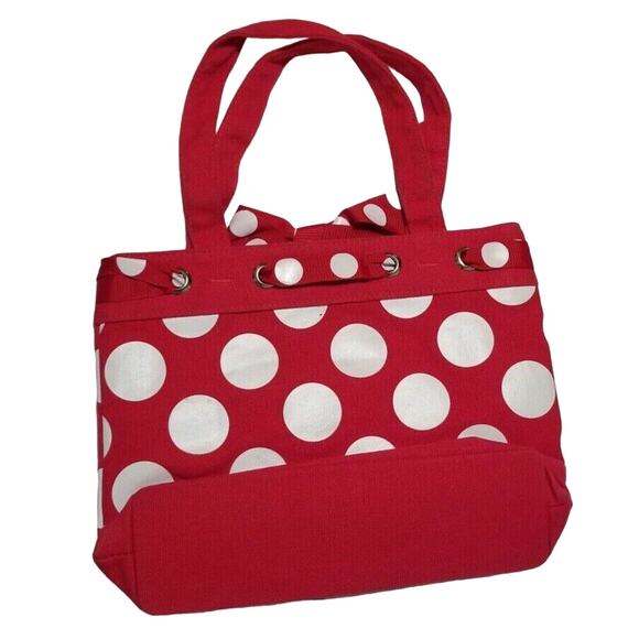 Disneyland Resort Minnie Mouse Small Tote Bag Purse Red with White Polka Dots - Picture 2 of 9
